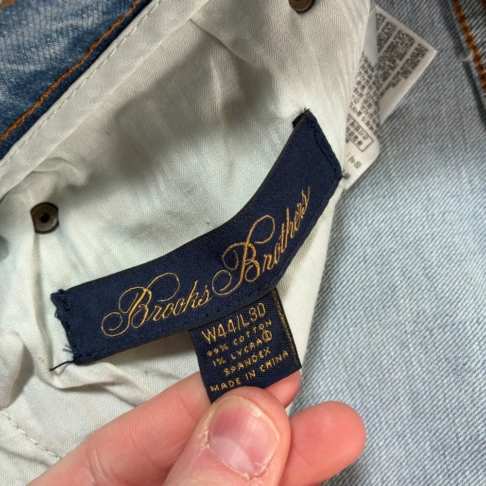 NEW Brooks Brothers Jeans 44x30 Light Wash Blue Stretch Denim Straight Leg